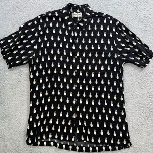 Kenny Flowers Shirt Mens M Black Limited Edition Hawaiian Pineapples Rayon